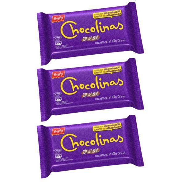Chocolinas Cookies de Chocolate Ideal para Bolos com Doce de Leite e Chocotorta Tradicional, 100 g (pacote com 3) 
