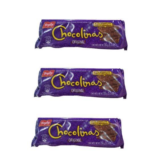 Chocolinas Chocolate Cookies Ideal para Bolos com Doce de Leite e Chocotorta Tradicional, 150 g (pacote com 3) 
