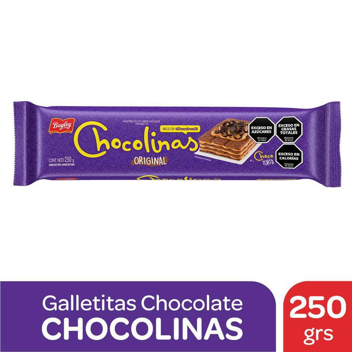 Galletas de Chocolate Tradicionales Chocolinas, Perfectas para Tartas con Chocotorta de Dulce de Leche, 250 g / 8.8 oz