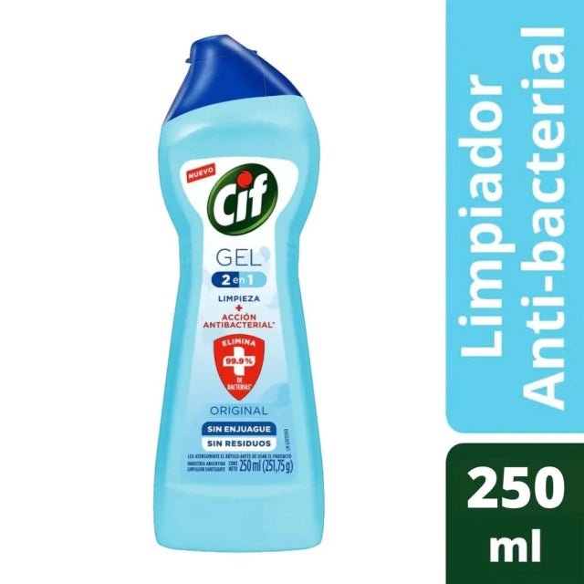 Cif Gel 2 En 1 Acción Antibacterial Disinfectant Gel Cleaner Antibacterial Action, 250 ml / 8.45 fl oz