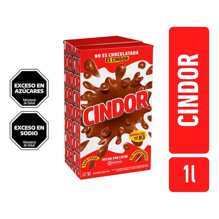Cindor Chocolatada Classic Tetrapack de Chocolate ao Leite, 1 L / 33,8 fl oz 