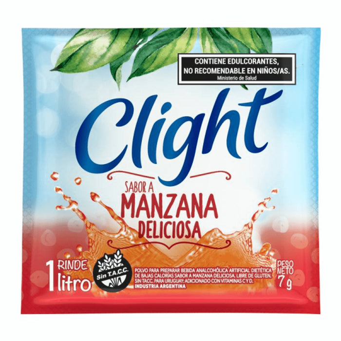 Clight Apple Bliss Powdered Juice - Delicious Apple Flavor, Sugar-Free Delight - Jugo Clight Manzana Deliciosa, 7 g / 0.24 oz (box of 20)