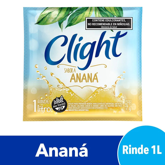 Clight Jugo Anana Powdered Juice Pineapple Flavor No Sugar, 8 g / 0.3 oz (box of 20)