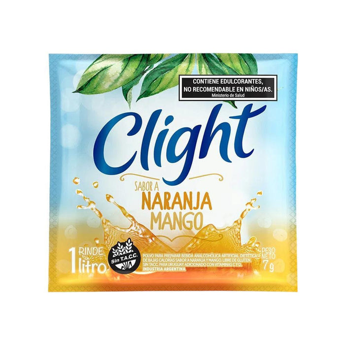 Clight Orange & Mango Powdered Juice Mix - Sugar-Free Citrus Bliss - Jugo Clight Naranja & Mango, 7 g / 0.24 oz (box of 20)