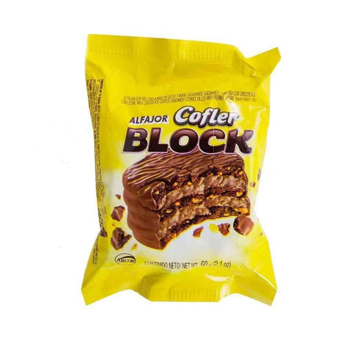 Cofler Block Alfajor with Peanut Butter and Milk Chocolate, 60 g / 2.1 oz (pack of 6)