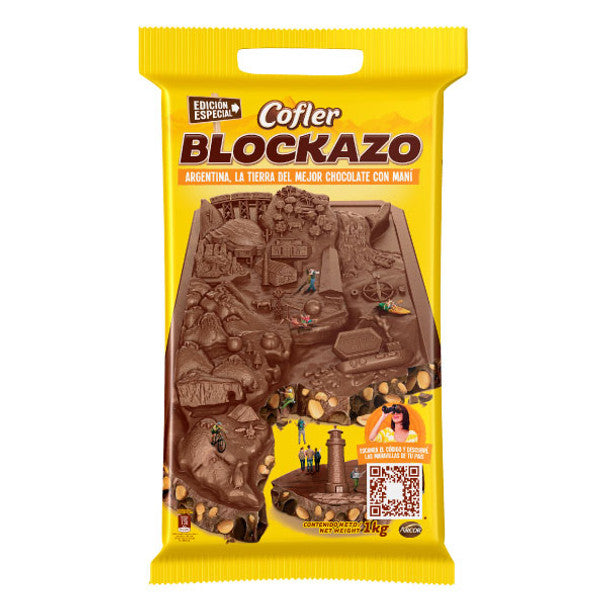 Cofler Block Blockazo Extra Large Milk Chocolate with Peanuts - Argentina Edition, 1 kg / 35.27 oz