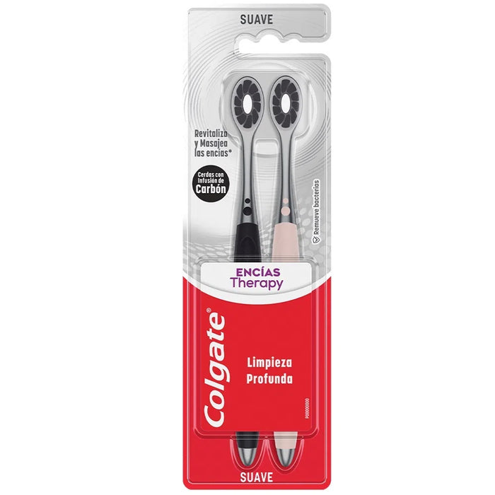Colgate Gum Therapy Charcoal Toothbrush - Soft Bristles, Deep Cleaning, Gentle on Gums - Rubberized Ergonomic Handle