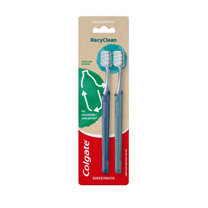 Colgate RecyClean Eco-Friendly Dental Brush Duo - Deep Dental Cleaning, Banish Bad Breath Bacteria