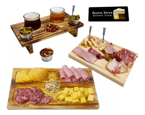 Combo Cerveza y Picada Beer Lover's 12-Piece Glass Set - Special Offer with Charcuterie Board, Perfect for Entertaining