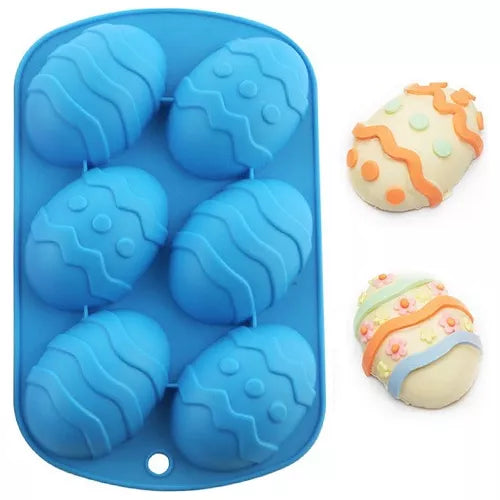 Consaco Silicone Mold for 6 Easter Eggs with Relief Design 17 cm x 27 cm x 3 cm