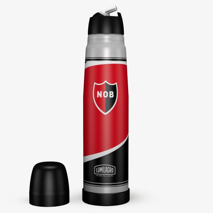 Lumilagro Termo de Acero Luminox NEWELL'S OLD BOYS | Stainless Steel Thermos Vacuum Bottle with Pouring Beak for Mate, 1 l / 33.8 fl oz