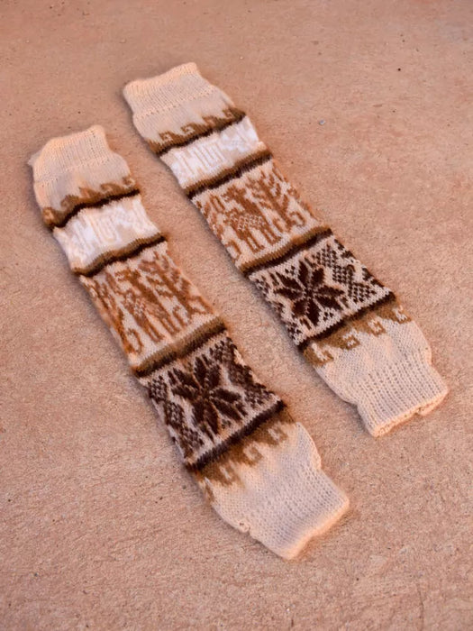 Authentic Northen Wool Leg Warmers Polainas Handcrafted in Humahuaca, Jujuy - Cozy Tejido Knit for Warmth and Style (Beige)