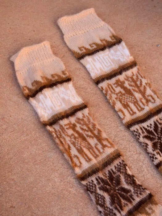 Authentic Northen Wool Leg Warmers Polainas Handcrafted in Humahuaca, Jujuy - Cozy Tejido Knit for Warmth and Style (Beige)
