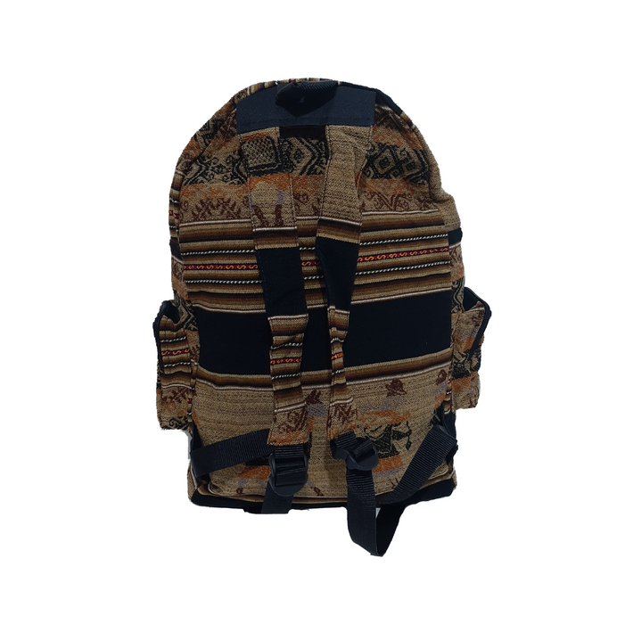 Corazón Norteño | Black Norteño Argentino Style Aguayo Backpack | 43 cm x 38 cm