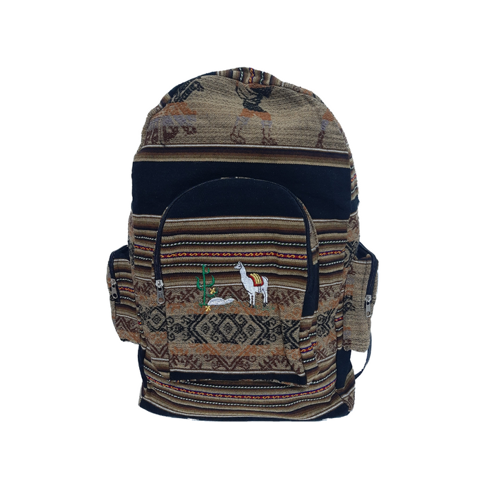 Corazón Norteño | Black Norteño Argentino Style Aguayo Backpack | 43 cm x 38 cm