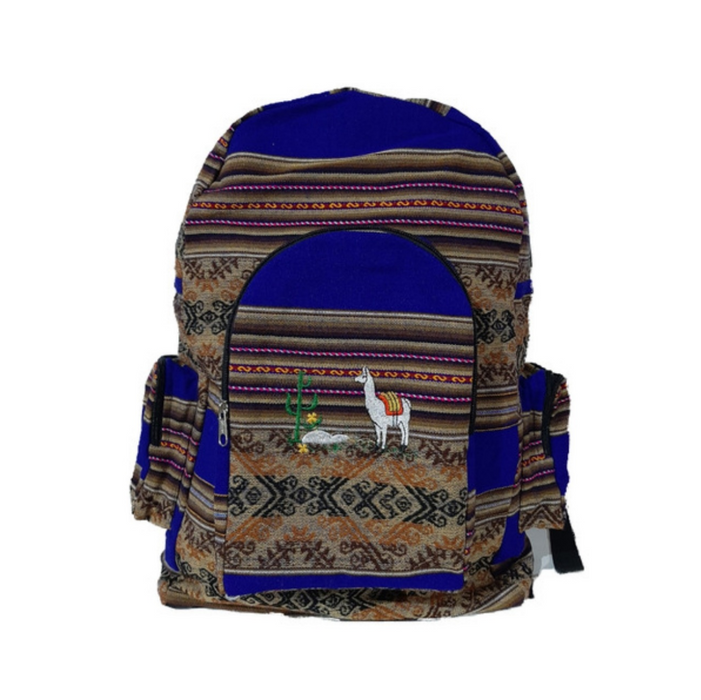 Corazón Norteño | Blue Norteño Argentino Style Aguayo Backpack | 43 cm x 38 cm