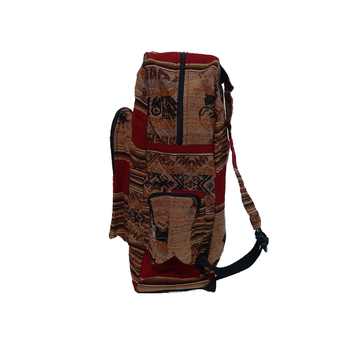 Corazón Norteño | Burgundy Norteño Argentino Style Aguayo Backpack | 43 cm x 38 cm