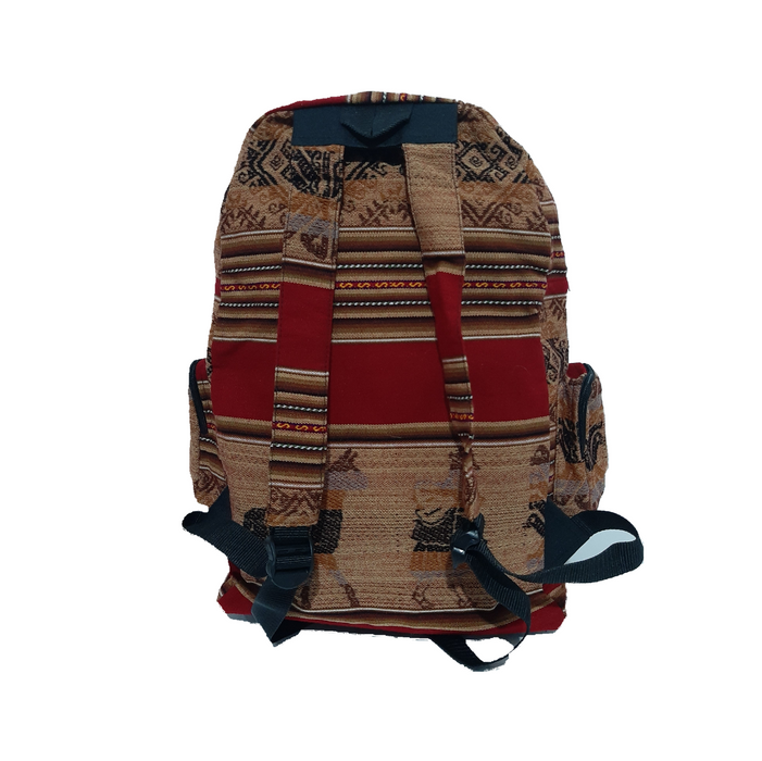 Corazón Norteño | Burgundy Norteño Argentino Style Aguayo Backpack | 43 cm x 38 cm