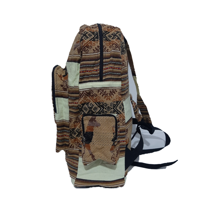 Corazón Norteño | Light Brown Aguayo Backpack - Norteño Argentino Style | 43 cm x 38 cm