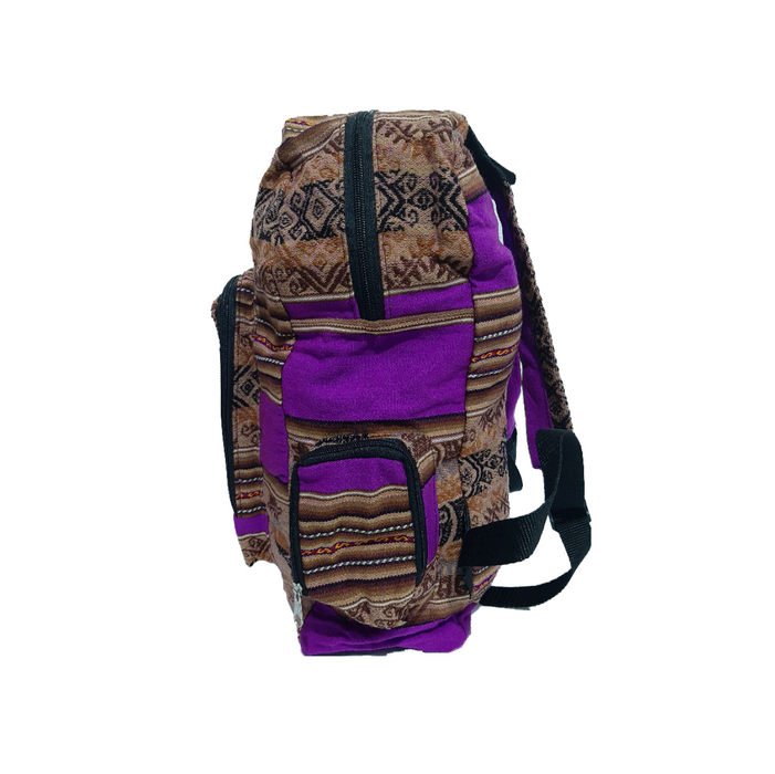 Corazón Norteño | Light Violet Norteño Argentino Style Aguayo Backpack | 43 cm x 38 cm