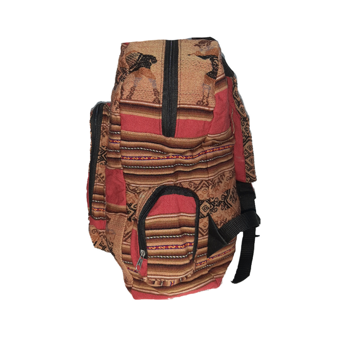 Corazón Norteño | Terracotta Norteño Argentino Style Aguayo Backpack | 43 cm x 38 cm