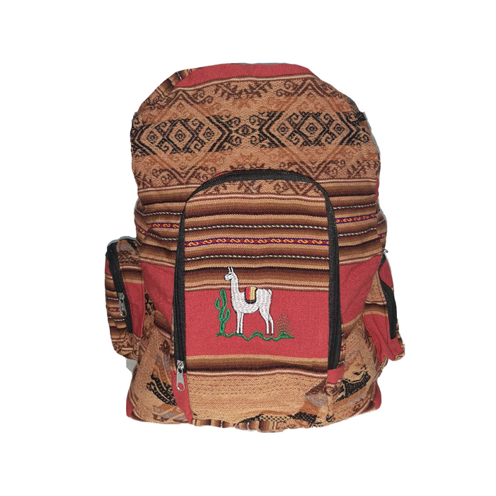 Corazón Norteño | Terracotta Norteño Argentino Style Aguayo Backpack | 43 cm x 38 cm