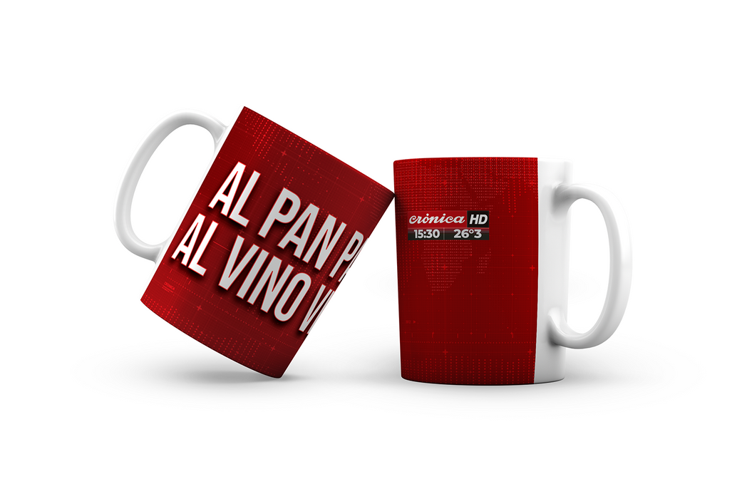 Crónica Placas Rojas Ceramic Mug ''Al Pan Pan Al Vino Vino'' - Microwave & Dishwasher Safe, Premium Quality