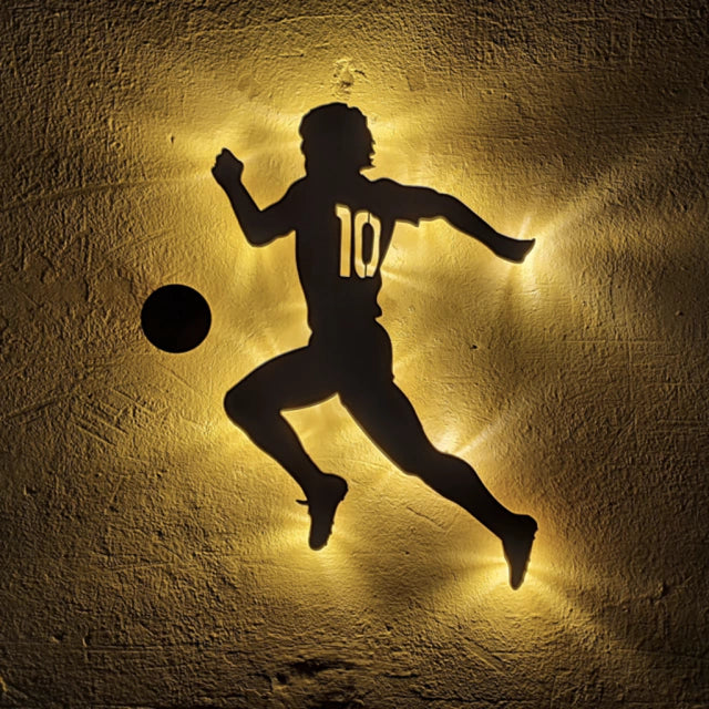 Cuadrofonia | Maradona LED Football Art - Iconic Sports Wall Decor | 70 cm x 60 cm