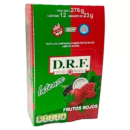 DRF Pastillas Frutos Rojos Candy Pills Red Berries Flavor, 23 g / 0.8 oz (box of 12)