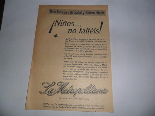 Antigua Publicidad Años 30 La Metropolitana Cine Astor 0