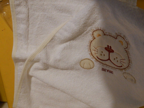 Embroidered Unisex Baby Towel Newborn White 2