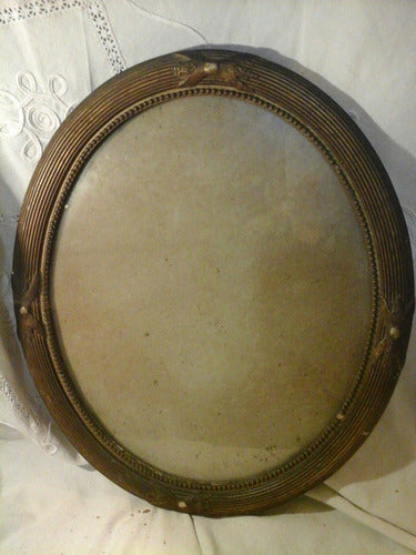 Marco Antiguo Oval Moldura De Yeso Portarretrato Espejo 1