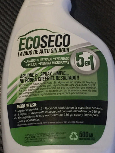 Spray Lavado En Seco  Ecoseco Sin Agua Del Coche Rinde. 2