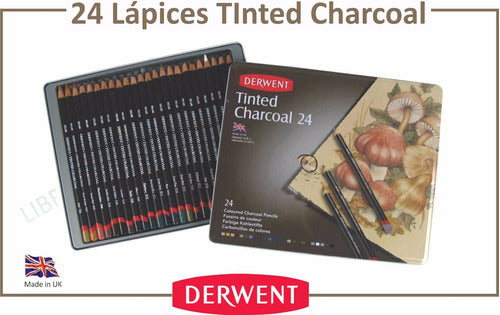 Derwent Tinted Charcoal 24 Colored Pencil Set 1