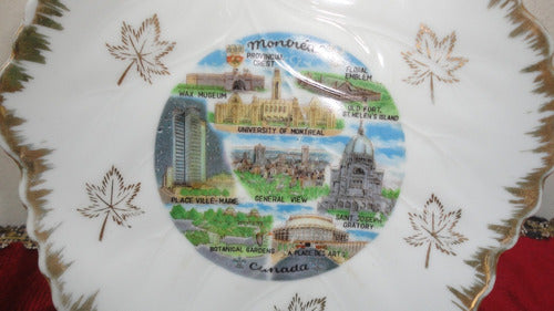 Plato Canada Montreal Porcelana Decorado Diseño Hoja Vealo 1