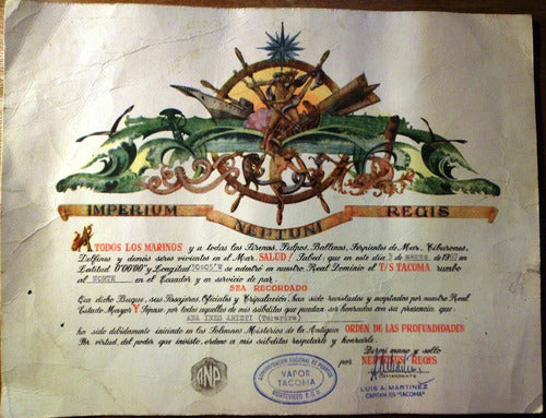 Buque Tacoma Alemania Graf Spee Cruce Ecuador Firmado 0