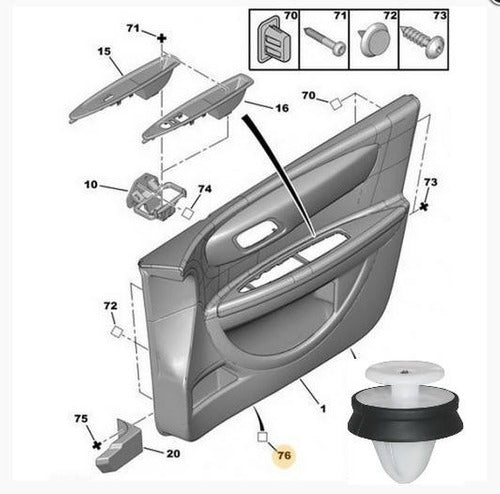 Citroën Clips Grampas Panel De Puerta Interior X 10 Unid C3 Picasso 4