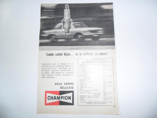 Antigua Publicidad Automovil Nacional Bujia Champion 1965 0