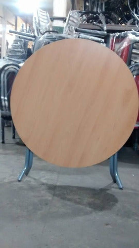 Metalúrgica Villa Sarmiento Round Foldable Dining Table 1 Meter Diameter - Pipe Base and Melamine Top - Direct from Factory 3