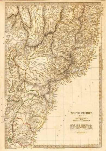 Lámina 45x30 Cm. - Mapa De Uruguay Y Sur De Brasil En 1837 0