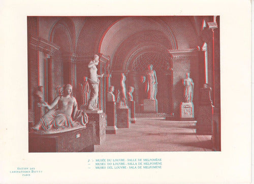 Antigua Lamina 3 D Estereoscopica Louvre Laboratorios Bottu 0