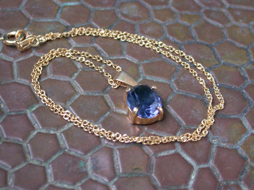 Cadena Y Colgante Azul Enchapado Oro Garantido Oferta Luli 3