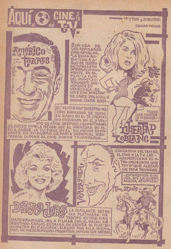 Dibujos Celmar Poume 1963 Revista Cine Tv El Debate Uruguay 0