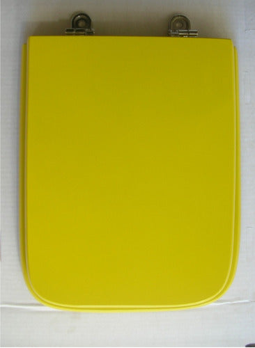 Wooden Toilet Seat Cover Trento Yellow with Chrome Hinges 0