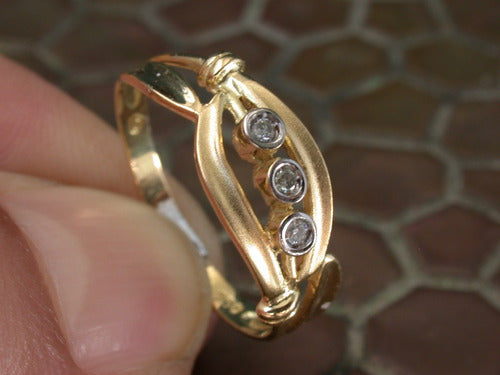 Luli Anillo Oro 18k Sellado Garantido 3 Brillantes Legitim 3