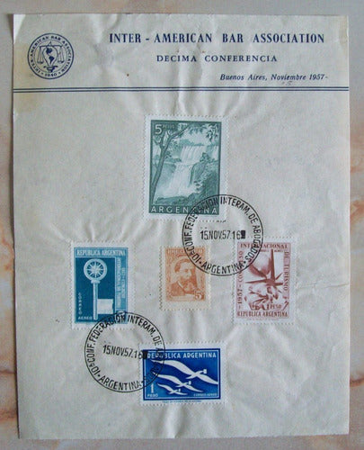 Argentina - Esquela Conm Confer Interam Abogados 1957 L3389 0