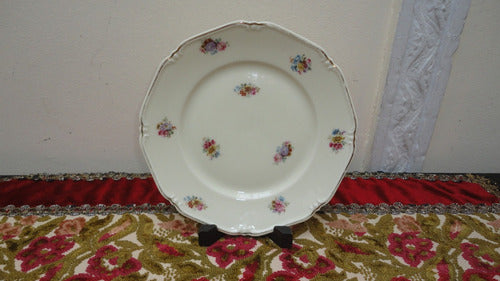 Plato Antiguo Porcelana Bavaria Aleman Con Flores Vealo 0