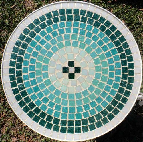 Iron Table 45 cm Diameter with Venetian Tiles - Mar 1