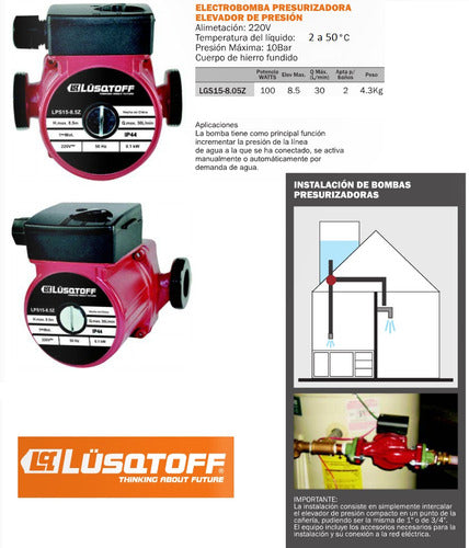 Lüsqtoff Bomba Presurizadora Elevadora Presion 2 Baños Agua 4