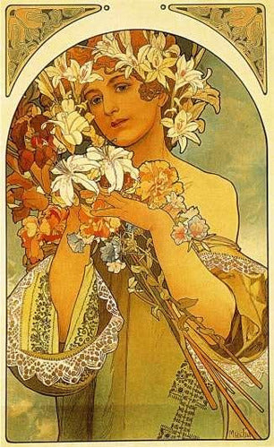 Alfons Mucha - Flor - Art Nouveau - Lamin 45x30 Cm 0